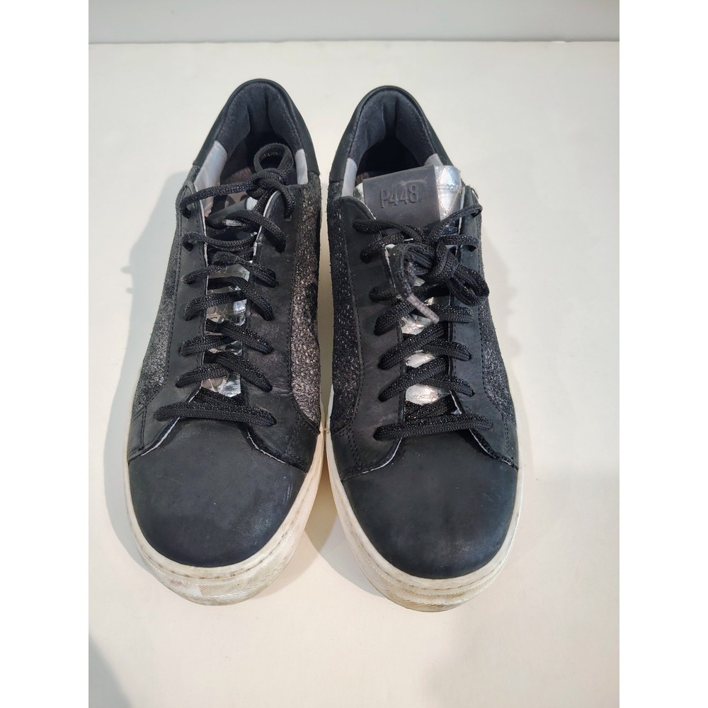 P448 Women's Black and Silver Trainers Size 10.5